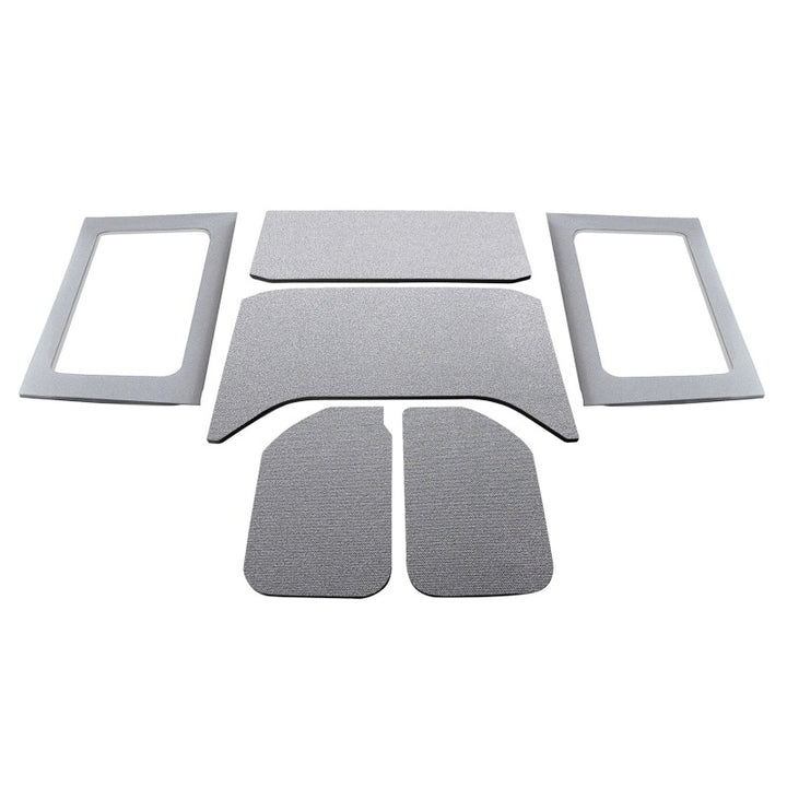 DEI 11-18 Jeep Wrangler JK 4-Door Boom Mat Complete Headliner Kit - 6 Piece - Gray - Bull Strap