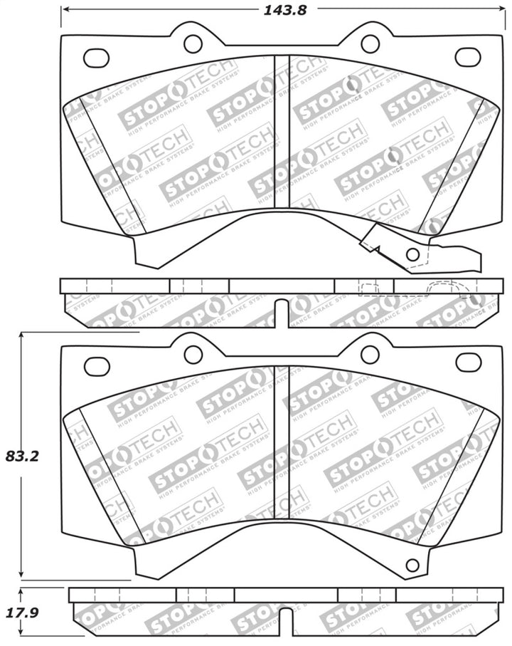 StopTech 13-18 Toyota Land Cruiser Performance Front Brake Pads - Bull Strap