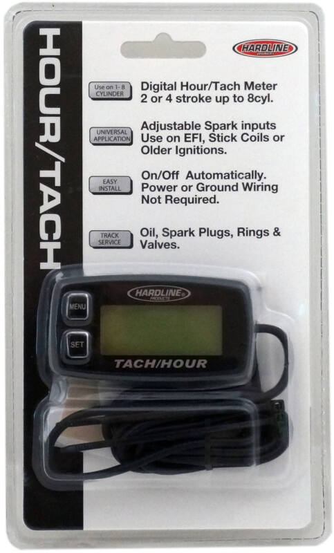 Hardline Hour Tachometer Meter Up To 8 Cylinders - Bull Strap