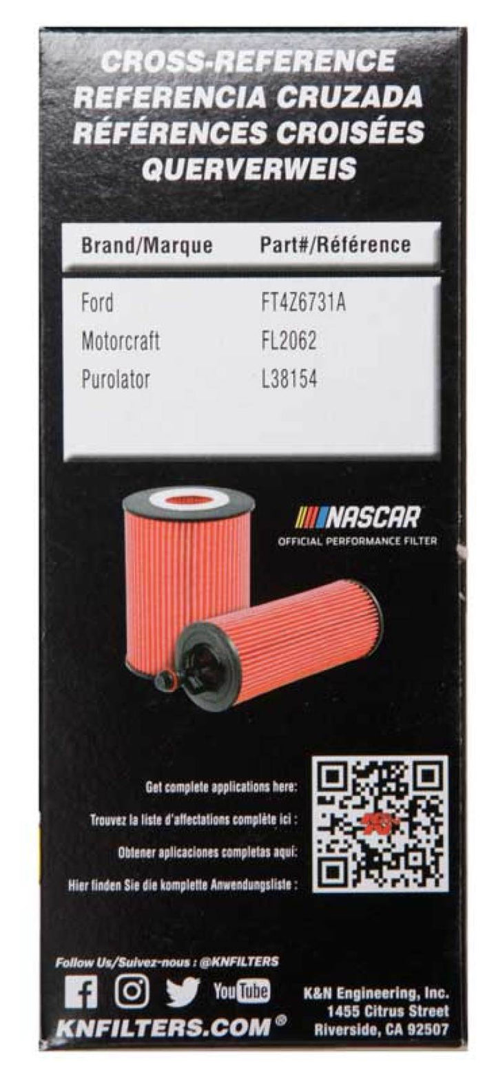 K&N Ford / Lincoln 1.938in OD x 5.5in H Oil Filter - Bull Strap