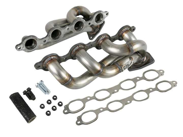 aFe Twisted Steel 1-3/4in 304SS Shorty Headers 2019 GM Silverado / Sierra 1500 V8-5.3L/6.2L - Bull Strap