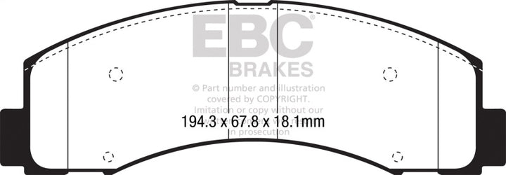 EBC 2018+ Ford F-150 2.7L Twin Turbo (2WD) Yellowstuff Front Brake Pads - Bull Strap