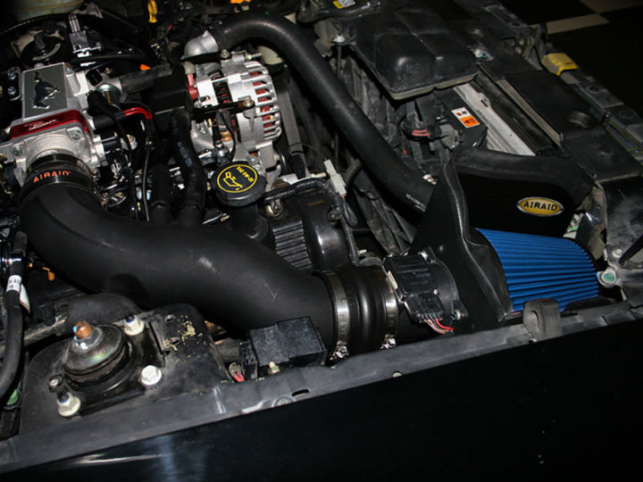 Airaid 99-04 Mustang GT MXP Intake System w/ Tube (Dry / Blue Media) - Bull Strap