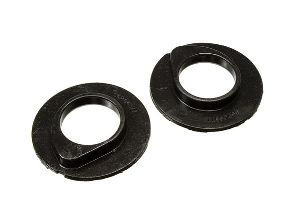 Energy Suspension 90-96 Ford F-150/Ford Bronco Front Coil Spring Isolator Set - Black - Bull Strap