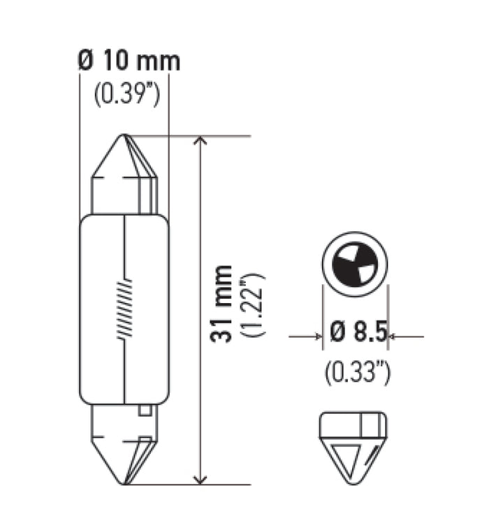 Hella Universal Clear 12V 10W 10x41mm T3.25 Bulb - Bull Strap