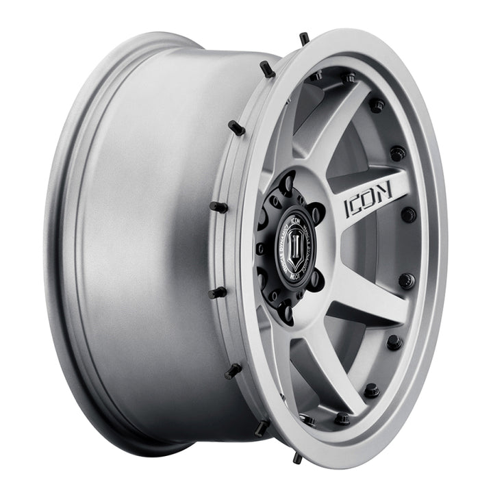 ICON Rebound Pro 17x8.5 6x5.5 0mm Offset 4.75in BS 106.1mm Bore Titanium Wheel - Bull Strap