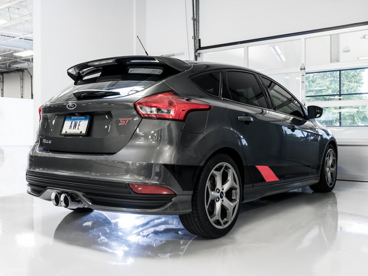 AWE Tuning Ford Focus ST Track Edition Cat-back Exhaust - Chrome Silver Tips - Bull Strap