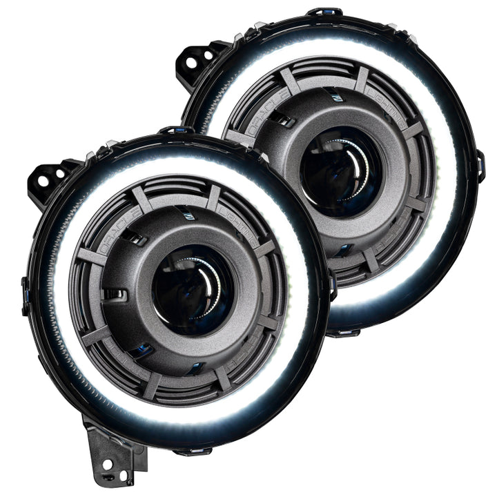 Oracle Jeep Wrangler JL Oculus Bi-LED Projector Headlights- Graphite Metallic - 5500K - Bull Strap