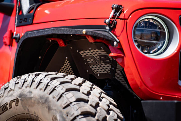 DV8 Offroad 2018+ Jeep Wrangler JL Front Inner Fenders - Black - Bull Strap