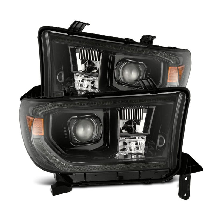 AlphaRex 07-13 Toyota Tundra / 08-17 Sequoia LUXX LED Proj HL Alpha-Blk w/Actv Light Seq. Sig + DRL - Bull Strap