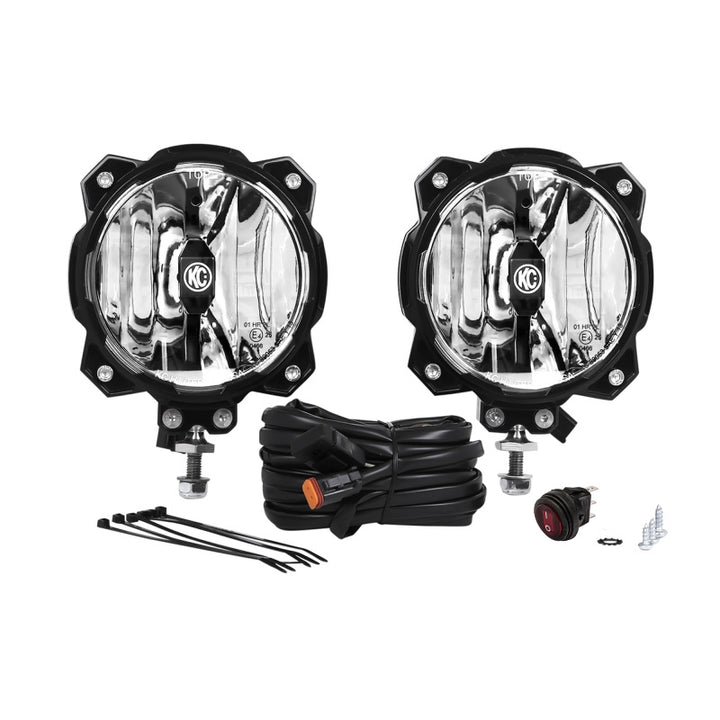 KC HiLiTES 6in. Pro6 Gravity LED Light 20w Single Mount Wide-40 Beam (Pair Pack System) - Bull Strap