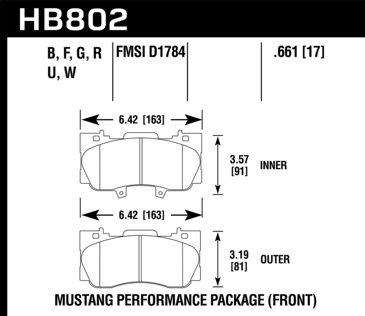 Hawk 15-17 Ford Mustang Performance Package HPS 5.0 Front Brake Pads - Bull Strap