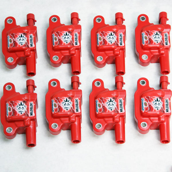 Granatelli 14-23 GM LT Malevolent Coil Packs - Red (Set of 8) - Bull Strap