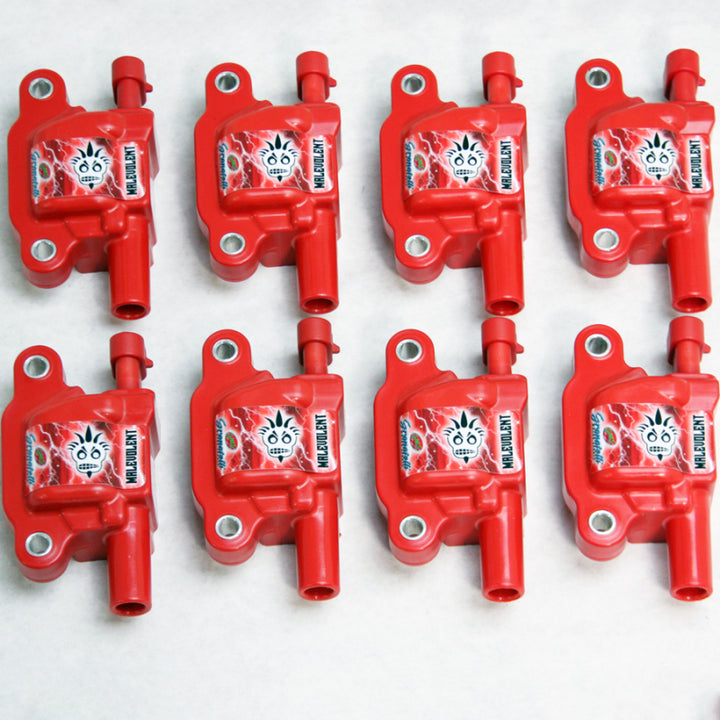 Granatelli 14-23 GM LT Malevolent Coil Packs - Red (Set of 8) - Bull Strap