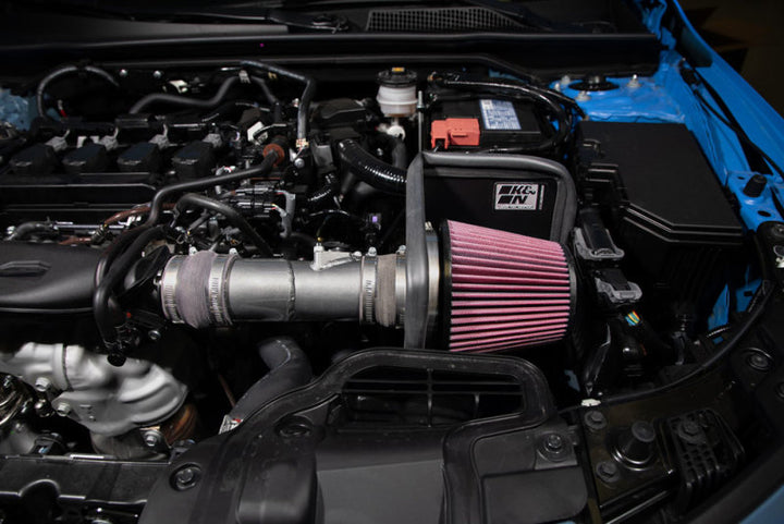 K&N 2022 Honda Civic 1.5L Turbo L4 Silver Typhoon Intake - Bull Strap