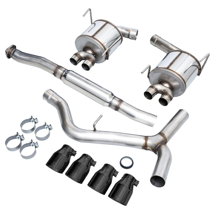 AWE Tuning Subaru STI VA / WRX GV / STI GV Sedan Touring Edition Exhaust - Diamond Black Tip (102mm) - Bull Strap