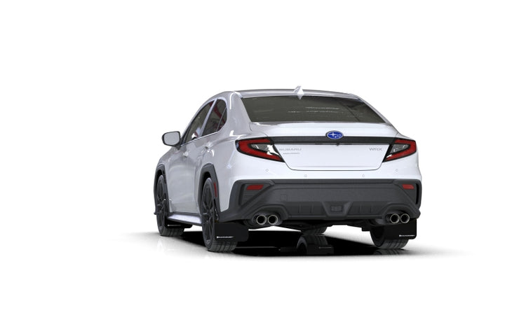 Rally Armor 22-25 Subaru WRX Black UR Mud Flap w/White Logo - Bull Strap