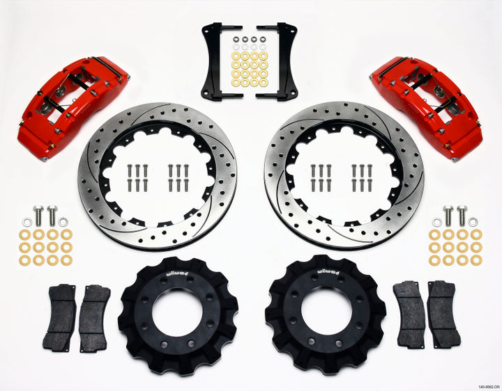Wilwood TC6R Front Kit 16.00in Drilled Red 1999-2014 GM Truck/SUV 1500 - Bull Strap