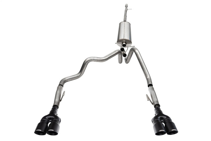 Corsa 2022-2024 Chevrolet Silverado 1500 Cat-Back Dual Rear Exit with Twin 4in Black Tips - Bull Strap
