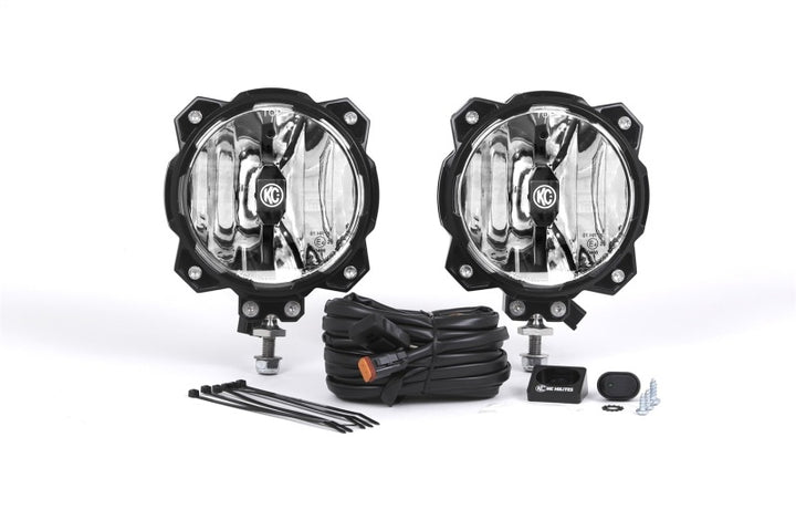KC HiLiTES 6in. Pro6 Gravity LED Light 20w Single Mount SAE/ECE Driving Beam (Pair Pack System) - Bull Strap