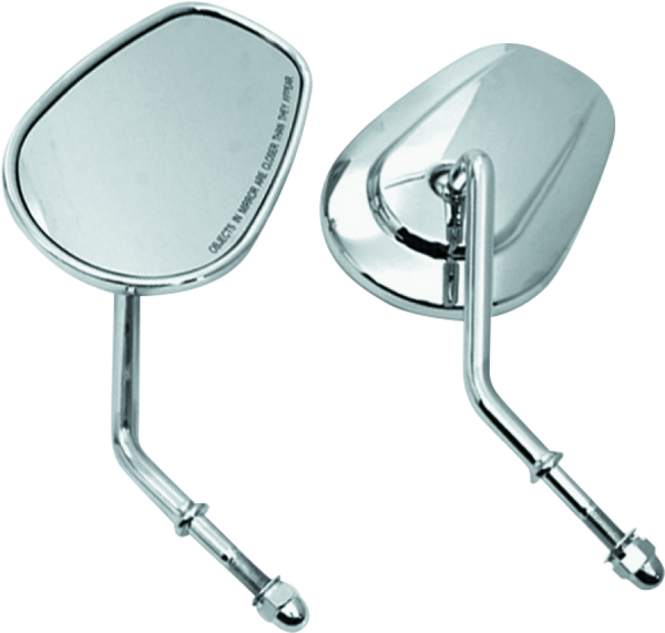 Bikers Choice Chrome Tapered Short Stem Mirrors Pr - Bull Strap