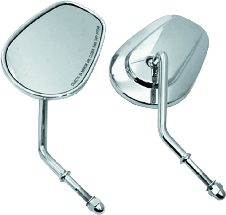 Bikers Choice Chrome Tapered Short Stem Mirrors Pr - Bull Strap