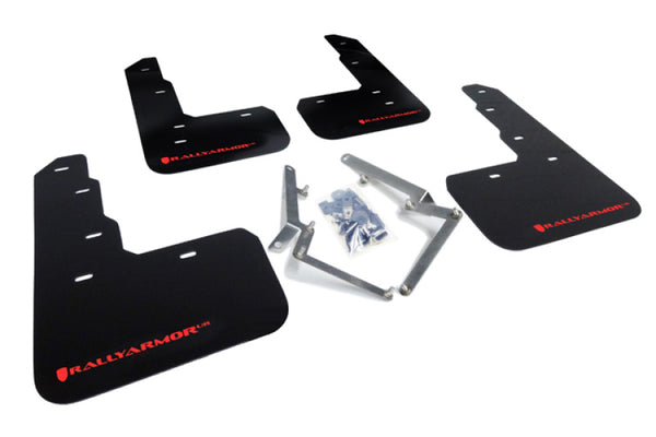 Rally Armor 17-22 Honda Civic Type R Black UR Mud Flap w/Red Logo - Bull Strap