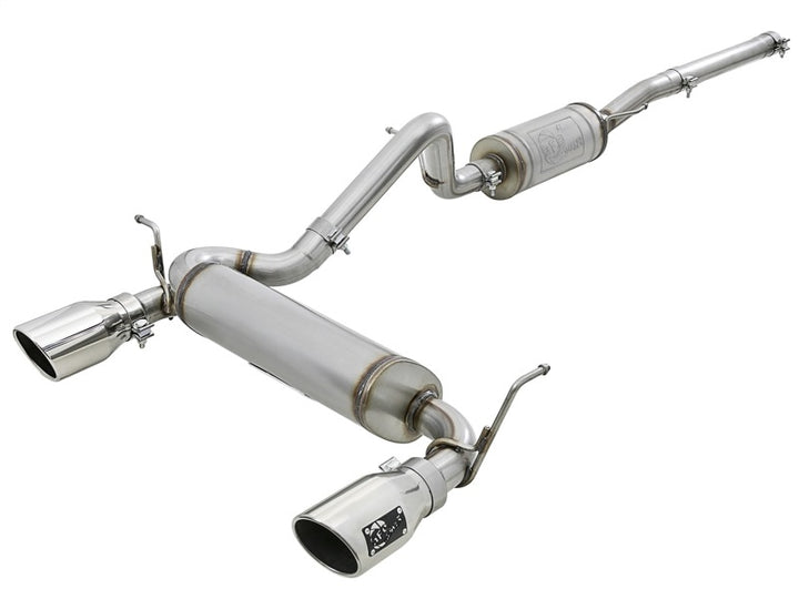 aFe Rebel Series 2.5in 409 SS Cat-Back Exhaust w/ Polished Tips 07+ Jeep Wrangler (JK) V6 3.6L/3.8L - Bull Strap