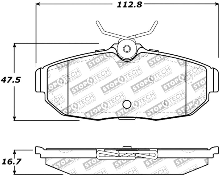StopTech Performance 05-09 Ford Mustang Cobra/Mach 1 V6/GT / 10 Shelby/Shelby GT Rear Brake Pads - Bull Strap