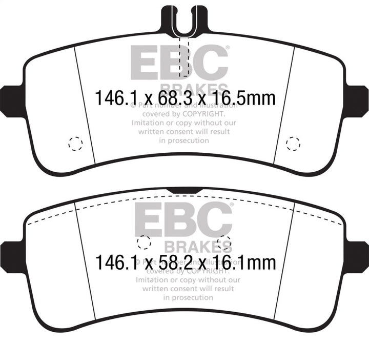 EBC 2015+ Mercedes-Benz C63 AMG (W205) Yellowstuff Rear Brake Pads - Bull Strap
