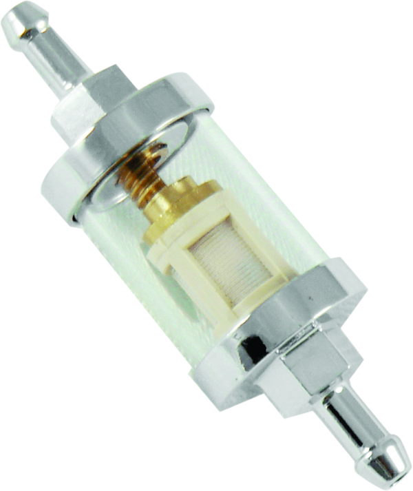 Bikers Choice Chrome Clear View Fuel Filter 1/4 Inch Hose Universal - Bull Strap