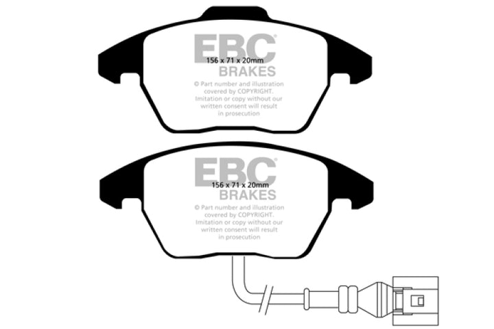 EBC 06-13 Audi A3 2.0 Turbo (Girling rear caliper) Yellowstuff Front Brake Pads - Bull Strap