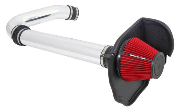 Spectre 11-17 Challenger/Charger 3.6L Air Intake Kit - Polished w/Red Filter - Bull Strap