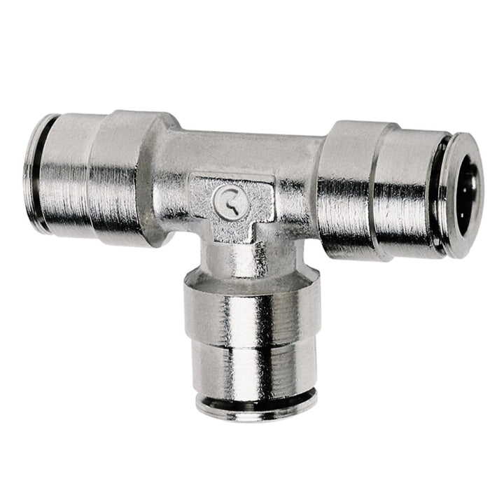 Firestone Union Tee 1/4in. Nickel Push-Lock Air Fitting - Single (WR17603461) - Bull Strap