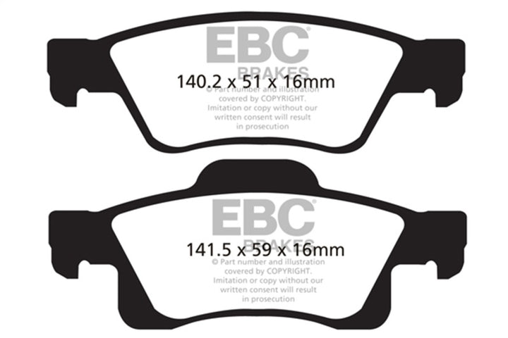 EBC 11+ Dodge Durango 3.6 Extra Duty Rear Brake Pads - Bull Strap