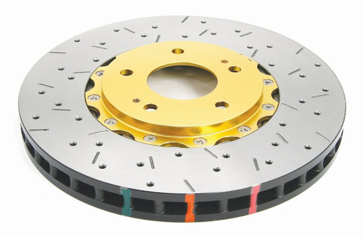 DBA 03-05 Evo 8/9 Front Drilled & Slotted 5000 Series 2 Piece Rotor Assembled w/ Gold Hat - Bull Strap