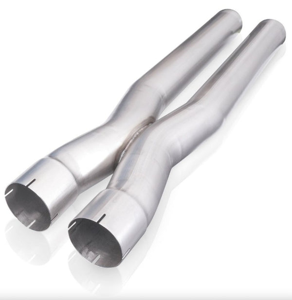 Stainless Works 3in X-Pipe (Parallel) w/ 4.125in Center-to-Center - 3in ID Expanded Inlets - Bull Strap