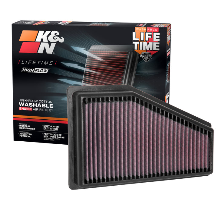 K&N 2019 Jeep Cherokee L4-2.4L V6-3.2L F/I Replacement Drop In Air Filter - Bull Strap