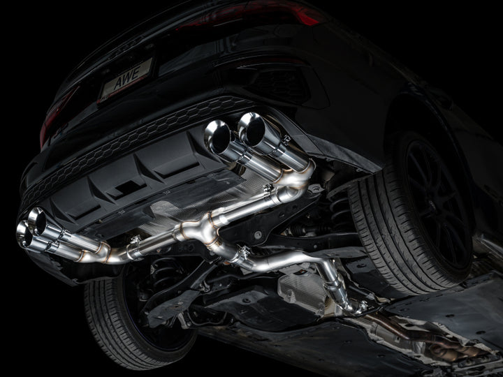 AWE 22-24 Audi 8Y S3 Track Edition Exhaust  - Chrome Silver Tips - Bull Strap