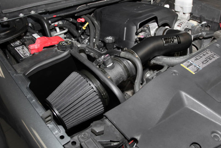 K&N 07-08 Chevy Silverado 1500 4.8L/5.3L V8 / 07-08 GMC Yukon 4.8L/5.3L V8 Black Perf Intake Kit - Bull Strap