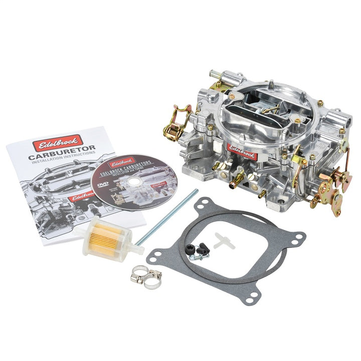 Edelbrock Carburetor Performer Series 4-Barrel 600 CFM Manual Choke Satin Finish - Bull Strap