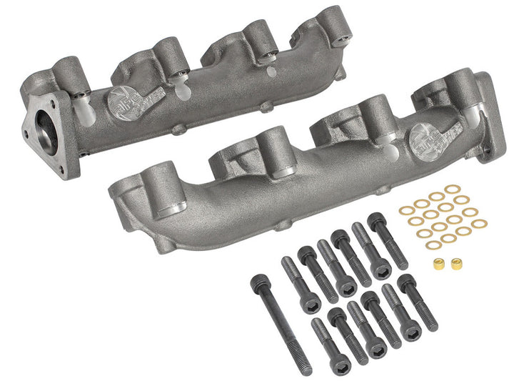 aFe Power BladeRunner Ported Ductile Iron Exhaust Manifold 01-16 GM Diesel Trucks V8-6.6L (td) - Bull Strap