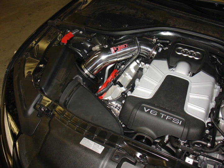 Injen 12-18 Audi A7 3.0L Supercharged Wrinkle Black Cold Air Intake w/ MRI Tech & Air Horn - Bull Strap