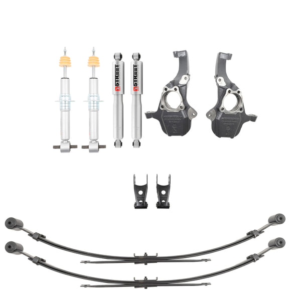 Belltech LOWERING KIT 2019+ GM Silverado/Sierra 1500 2WD/4WD -2-4in F / -4in R w/ Street Perf Shocks - Bull Strap