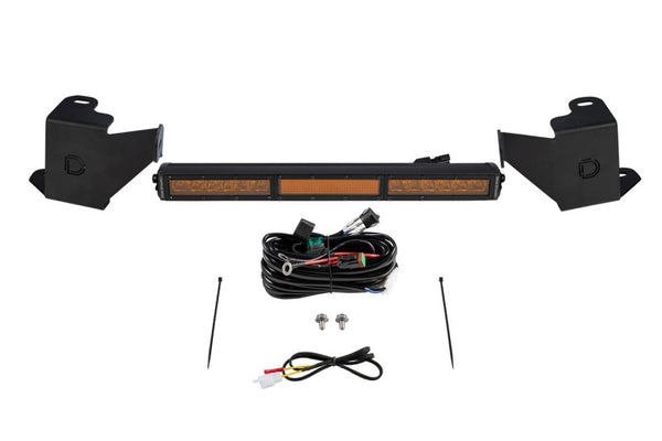 Diode Dynamics 2022 Toyota Tundra Stealth Bumper Light Bar Kit - Amber Combo - Bull Strap