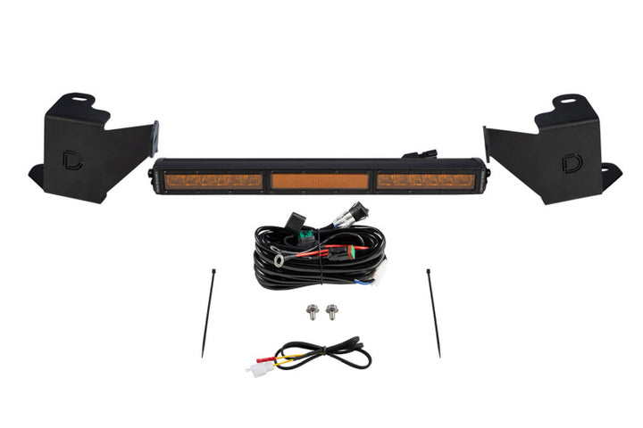 Diode Dynamics 2022 Toyota Tundra Stealth Bumper Light Bar Kit - Amber Combo - Bull Strap