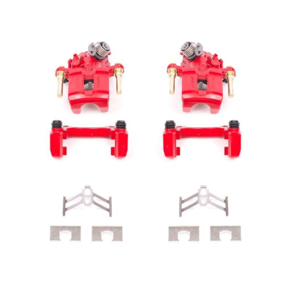 Power Stop 92-01 Honda Prelude Rear Red Calipers w/Brackets - Pair - Bull Strap