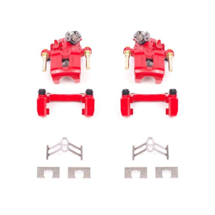 Power Stop 92-01 Honda Prelude Rear Red Calipers w/Brackets - Pair - Bull Strap