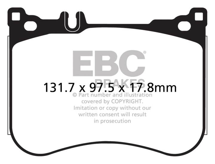 EBC 14+ Mercedes-Benz S550 4.7 Twin Turbo AMG Sport Pkg Redstuff Front Brake Pads - Bull Strap