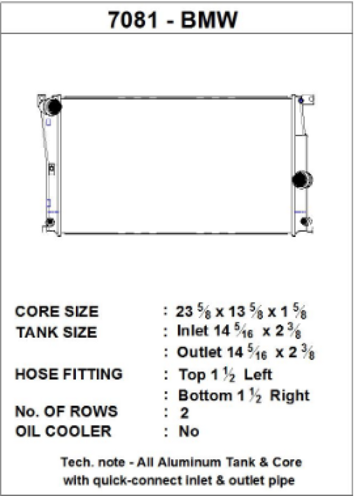 CSF BMW 2 Series (F22/F23) / BMW 3 Series (F30/F31/F34) / BMW 4 Series (F32/F33/F36) A/T Radiator - Bull Strap